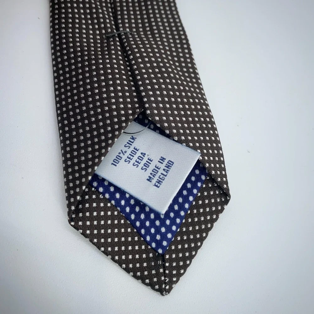 Eton Tie Mens One Size Black White Polka Dot Classic Necktie England‎ Made